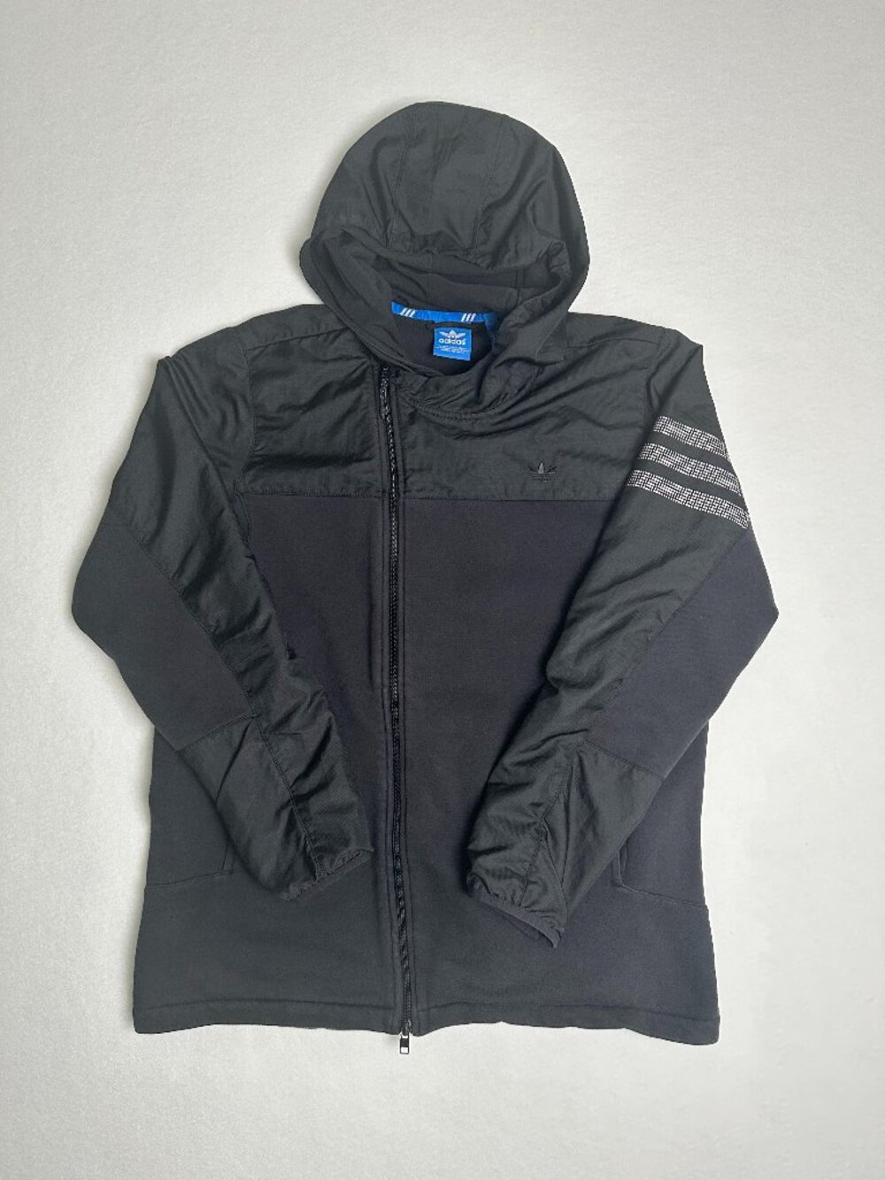 Adidas Originals Asymmetrical Zip Hooded Streetwear Jacket Black - XL
